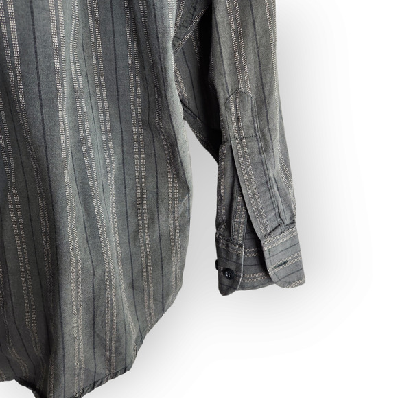 Vintage Bill Blass Green Striped Button Down Shirt Cotton L - Picture 7 of 8